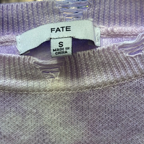 FATE 100% Cotton pink and purple tie dye distressed crew neck sweatshirt 💕 - Picture 3 of 5